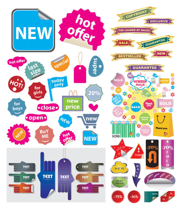 多款购物网站装饰图形图标矢量素材