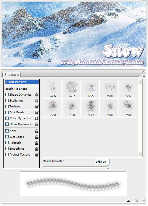高清晰晶莹雪花PS笔刷（1）