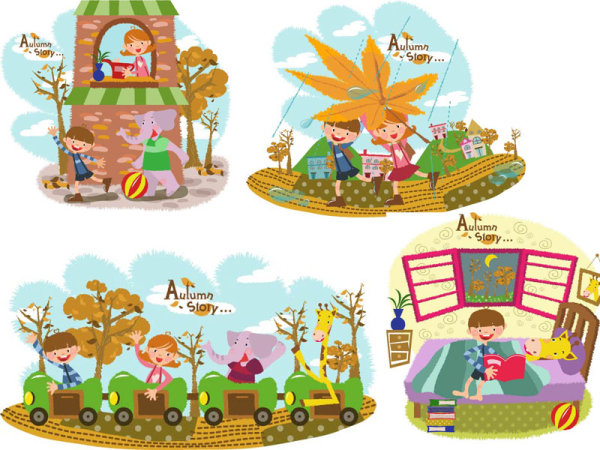 秋天的故事矢量8