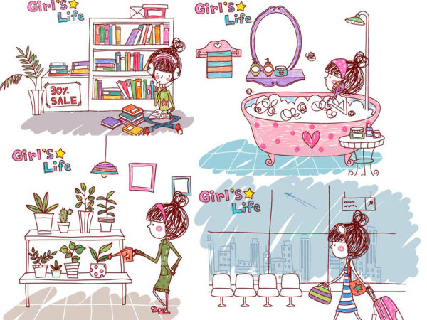 女孩的生活·EPS Girl’s Life矢量素材