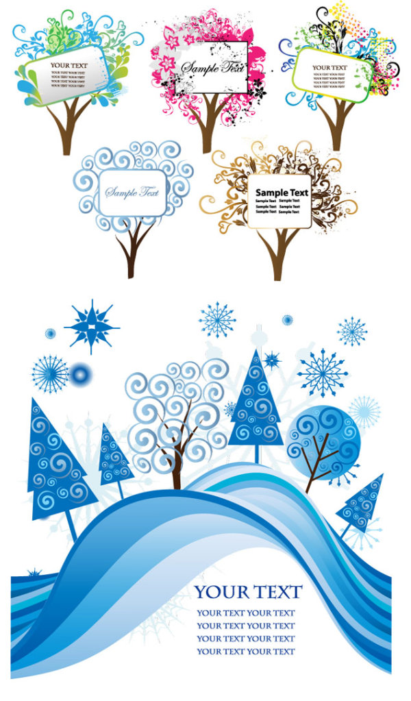 卡通树木&mdash;&mdash;矢量素材