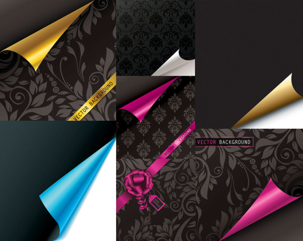 卷角花纹纸张矢量素材