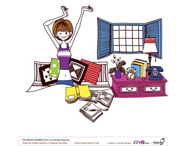 简单绘画女性矢量3