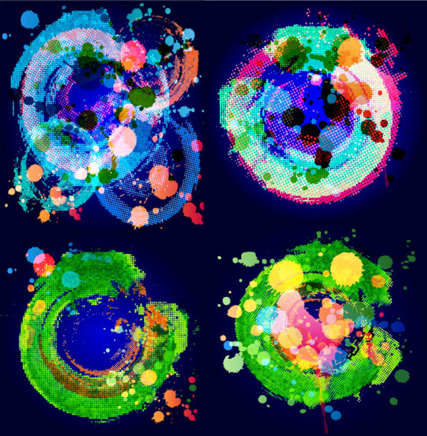 绚丽的潮流色彩墨迹&mdash;&mdash;矢量素材