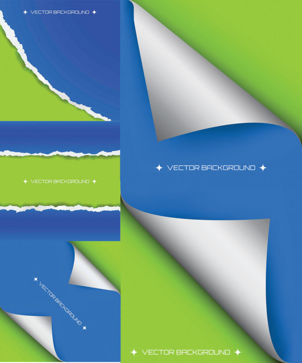 精致的纸张撕痕与卷角&mdash;&mdash;矢量素材