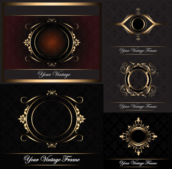 欧式金色花纹边框矢量素材