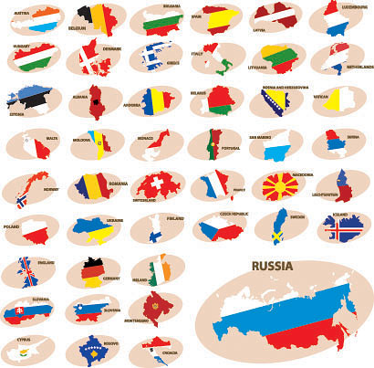 色彩斑斓的地图剪影矢量素材-1