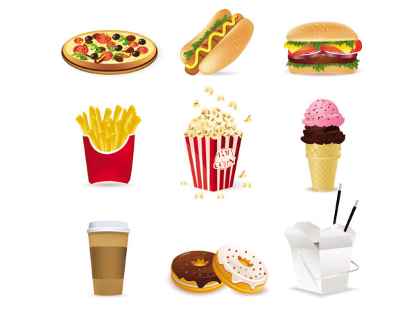 卡通快餐食物01&mdash;&mdash;矢量素材