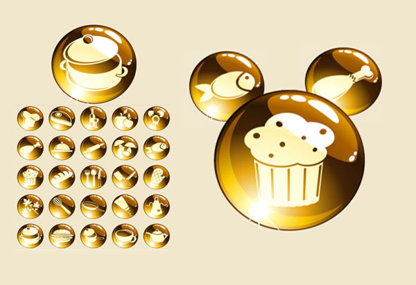 金色食品图标矢量素材