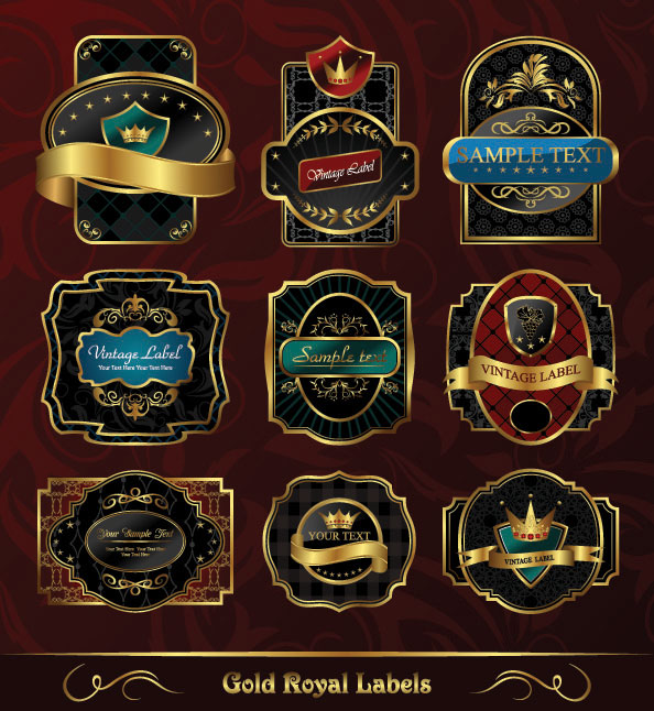 欧式花纹瓶贴03——矢量素材