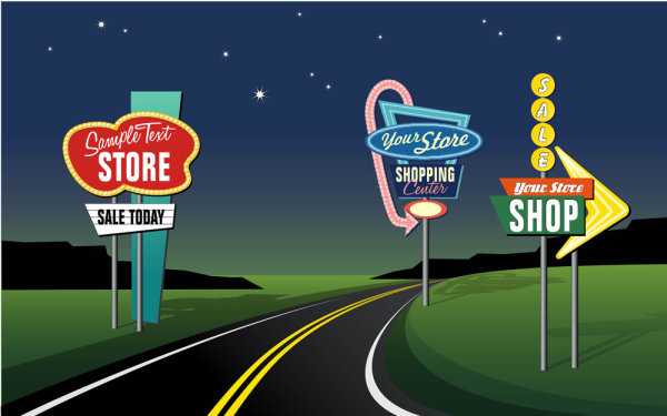 卡通路牌指示标02&mdash;&mdash;矢量素材