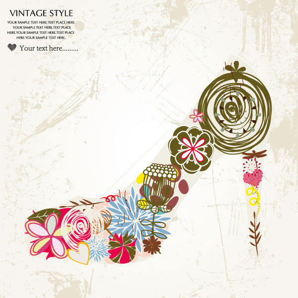 时尚花纹高跟鞋纹样02&mdash;&mdash;矢量素材