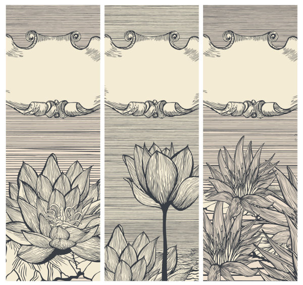 手绘荷花&mdash;&mdash;矢量素材