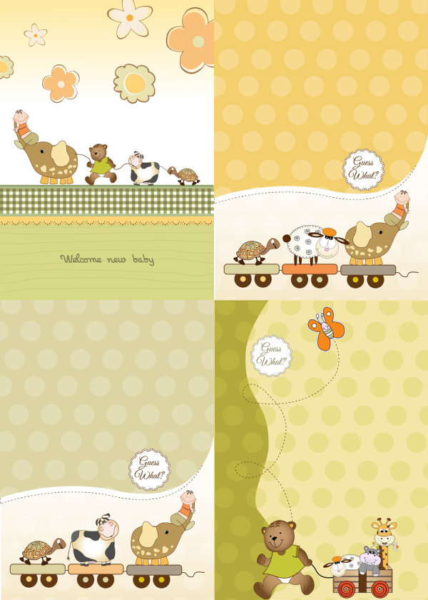 卡通动物形象背景——矢量素材