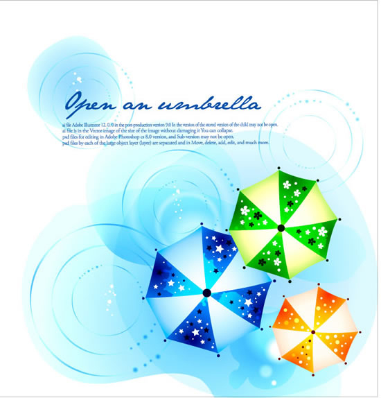 潮流印花雨伞设计背景矢量素材-1
