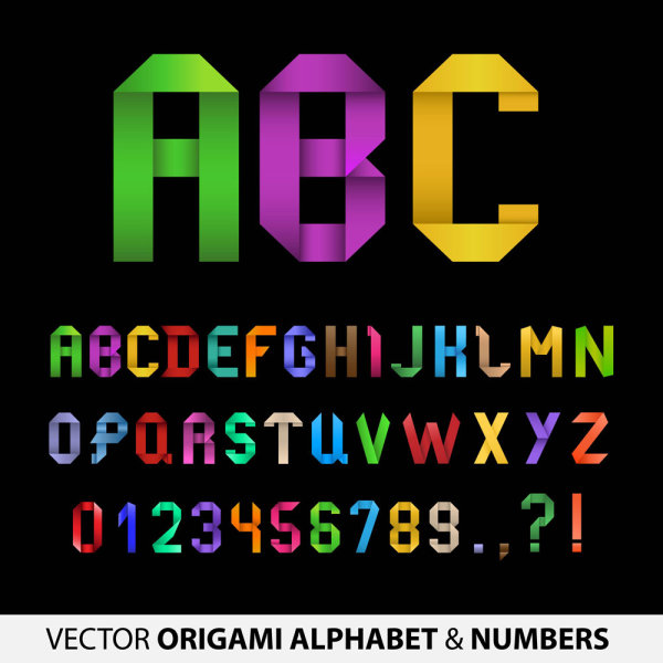 五颜六色的折纸字母02——矢量素材