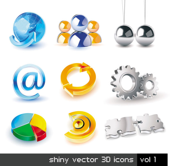 Exquisite three-dimensional icon set 01 - vector material