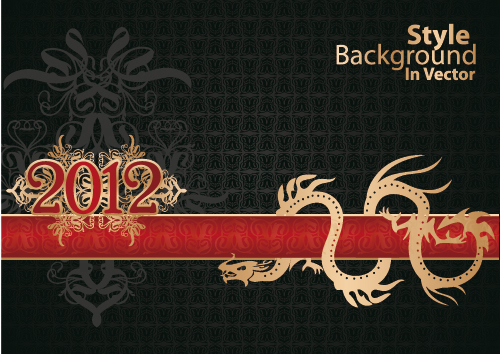 Calendar Year of the Dragon background 01 - vector material
