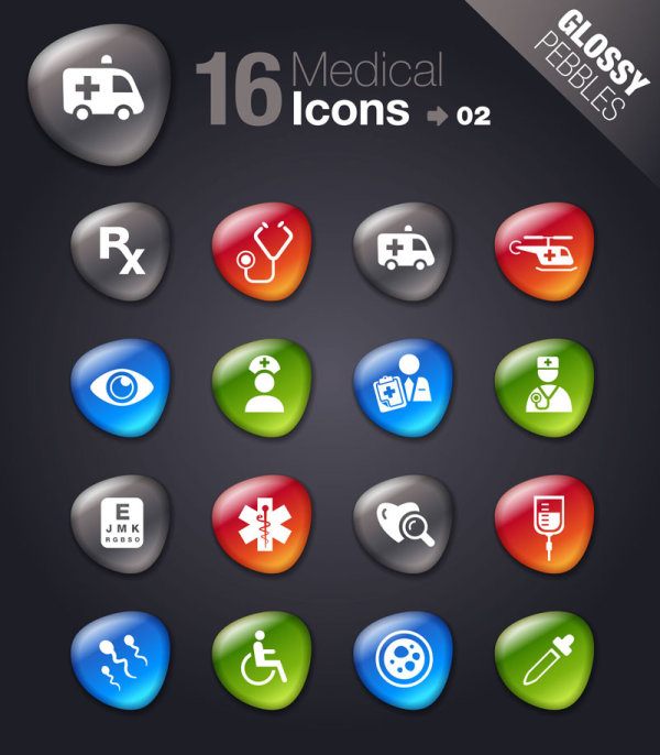 Smooth soft stone icon 03 - vector material