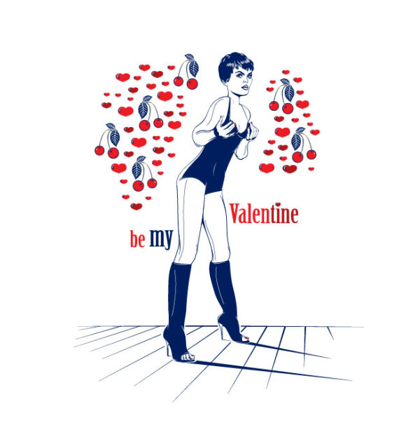 Line art cartoon characters 03 - vector material