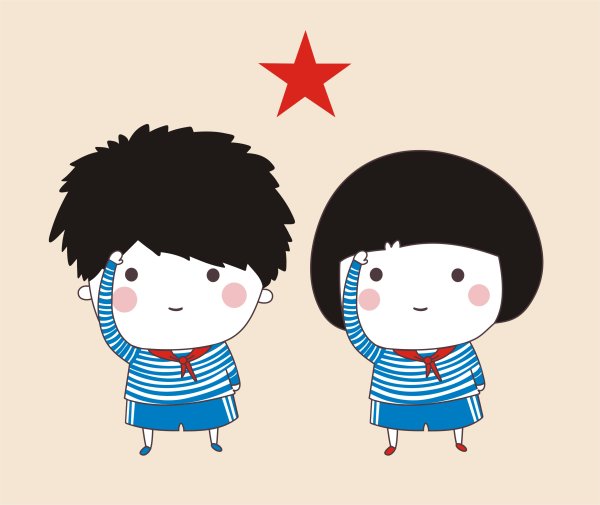 卡通少先队员矢量素材