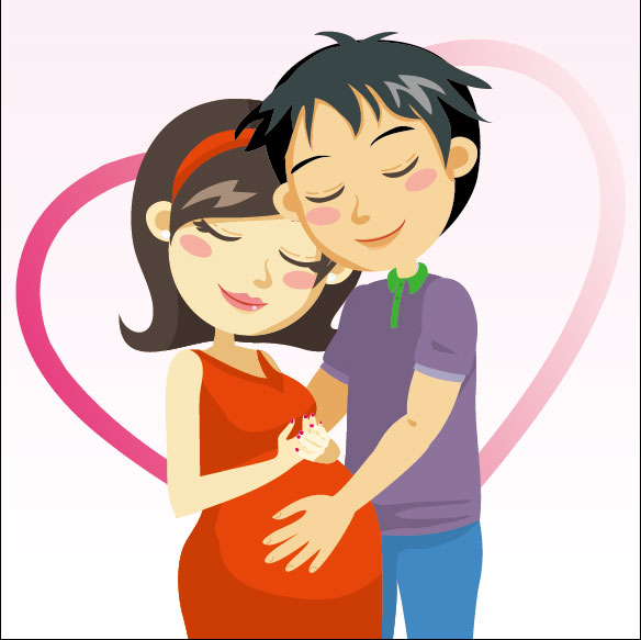 Cartoon expectant mothers 03 - vector material