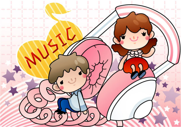 Cartoon Music illustrator 05 - vector material