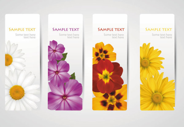 Beautiful flowers banner 06 - vector material