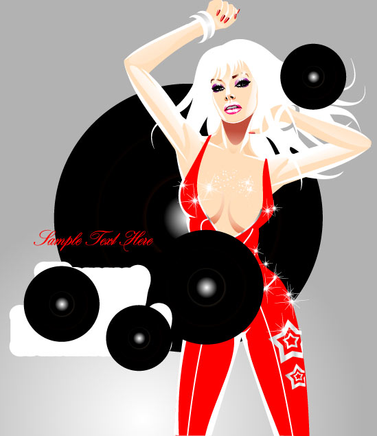 时尚健身美女—矢量素材