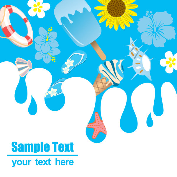 Cartoon Summer Picture 05 - vector material