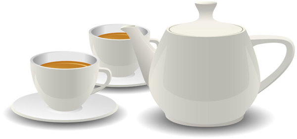 White porcelain tea set - vector material