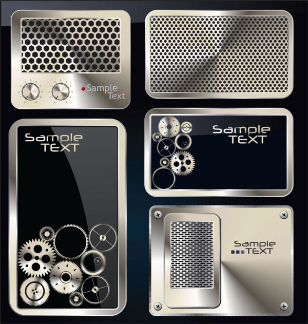 Exquisite metal icon 02 - vector material