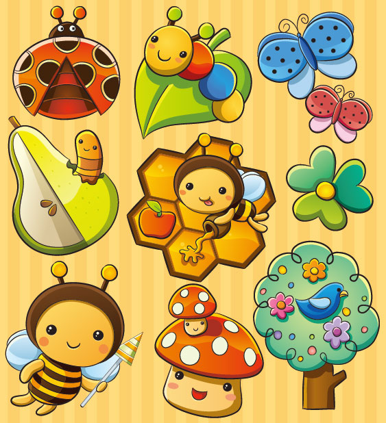 Cute insect plant 01 - vector material