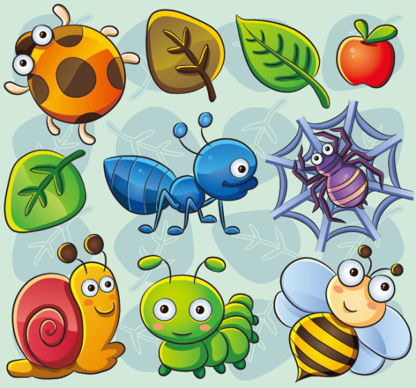 Cute insect plant 02 - vector material