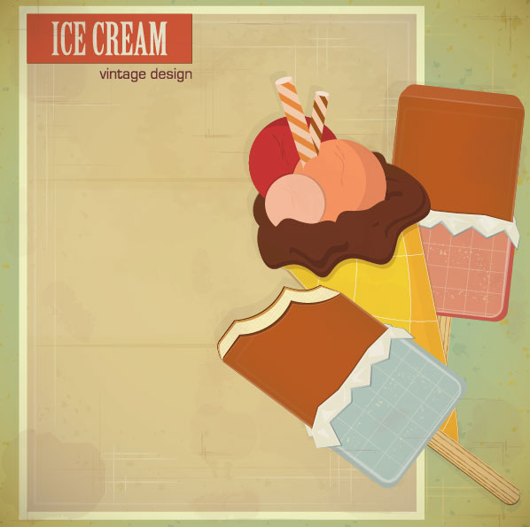 Retro cartoon ice cream 02 - vector material