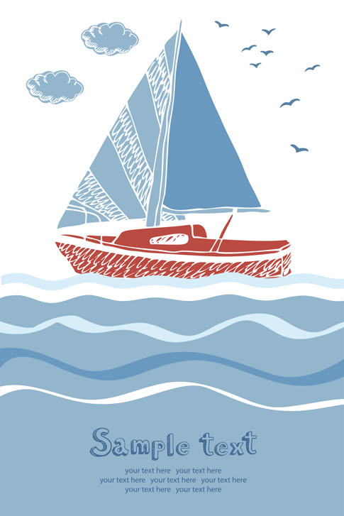 Summer beach vacation vector material -4