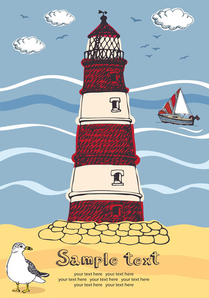 Summer beach vacation vector material -2