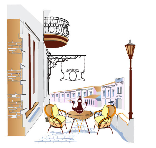 Roadside cafe 04 - vector material