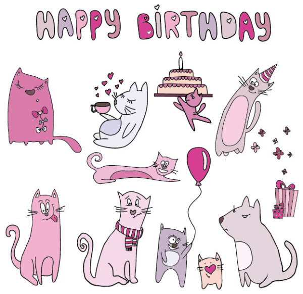 Cartoon cat card 08 - vector material