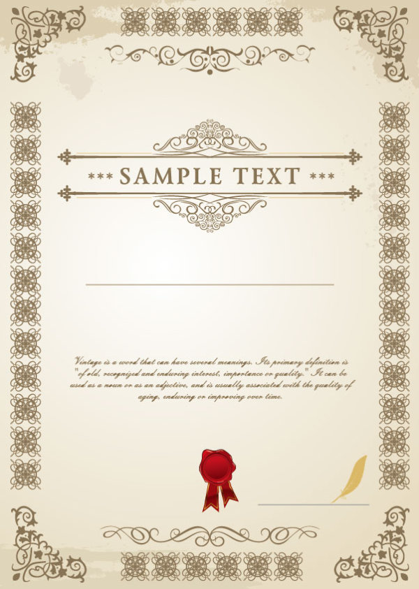 Certificate template design 01 - vector material