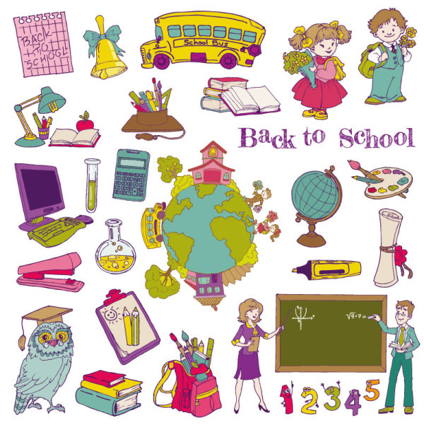 Cartoon learning items 01 - vector material