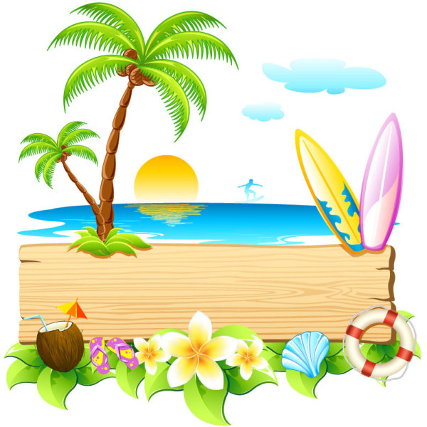 Summer beautiful card 01 - vector material