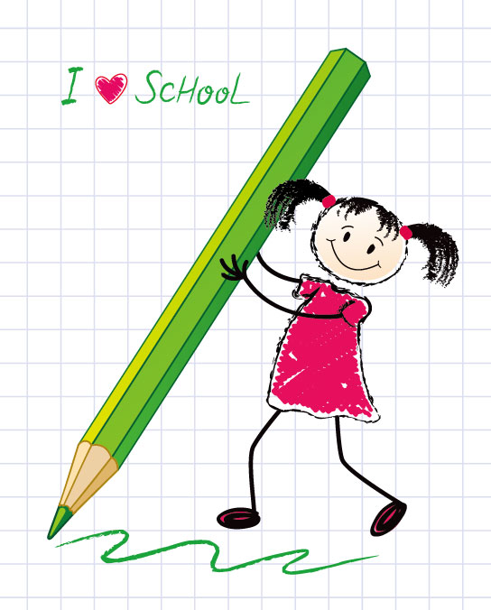 Students hand-painted cartoon 02 - vector material