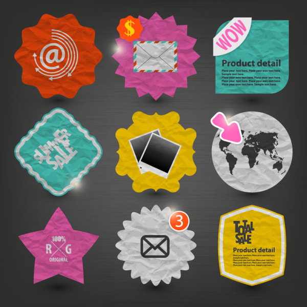 Paper label stickers 01 - vector material