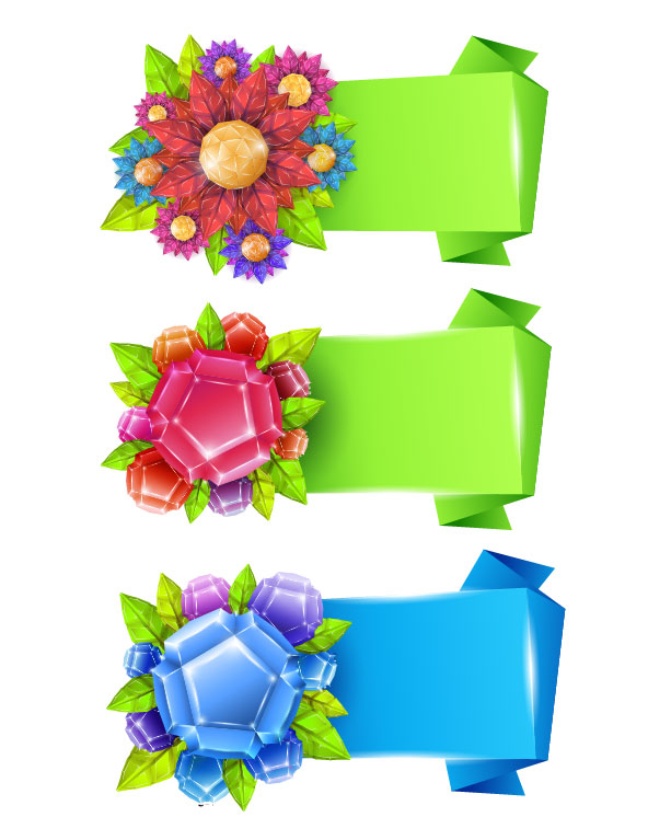 Beautiful flowers label 01 - vector material