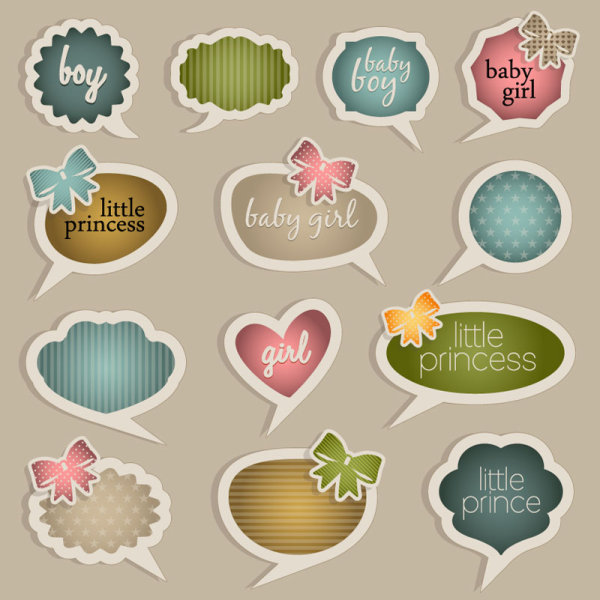 Classics label stickers 04 - vector material