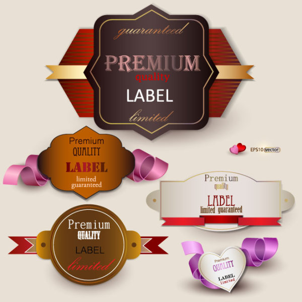 Beautifully label design 02 - vector material
