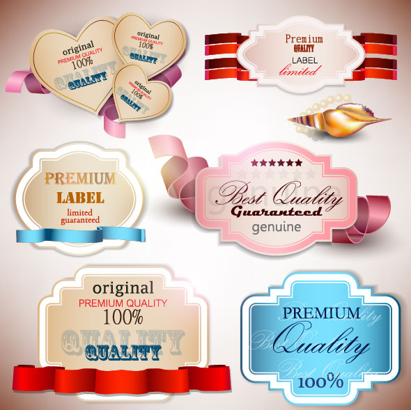 Beautifully label design 03 - vector material