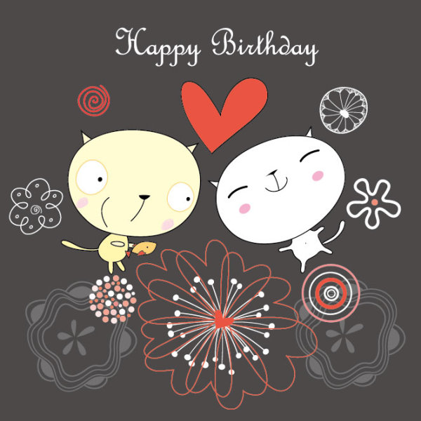 Cartoon cat background 04 - vector material