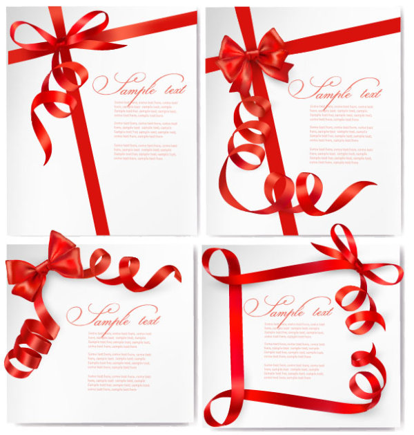 Red ribbon card 02 - vector material